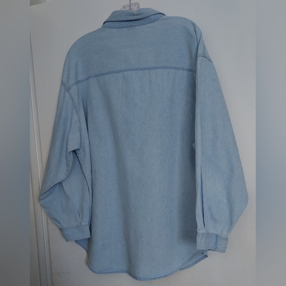 22-42 Womens Light Blue Denim Button Up Long Sleeve Soft Cotton Mystic Blues - Picture 3 of 6